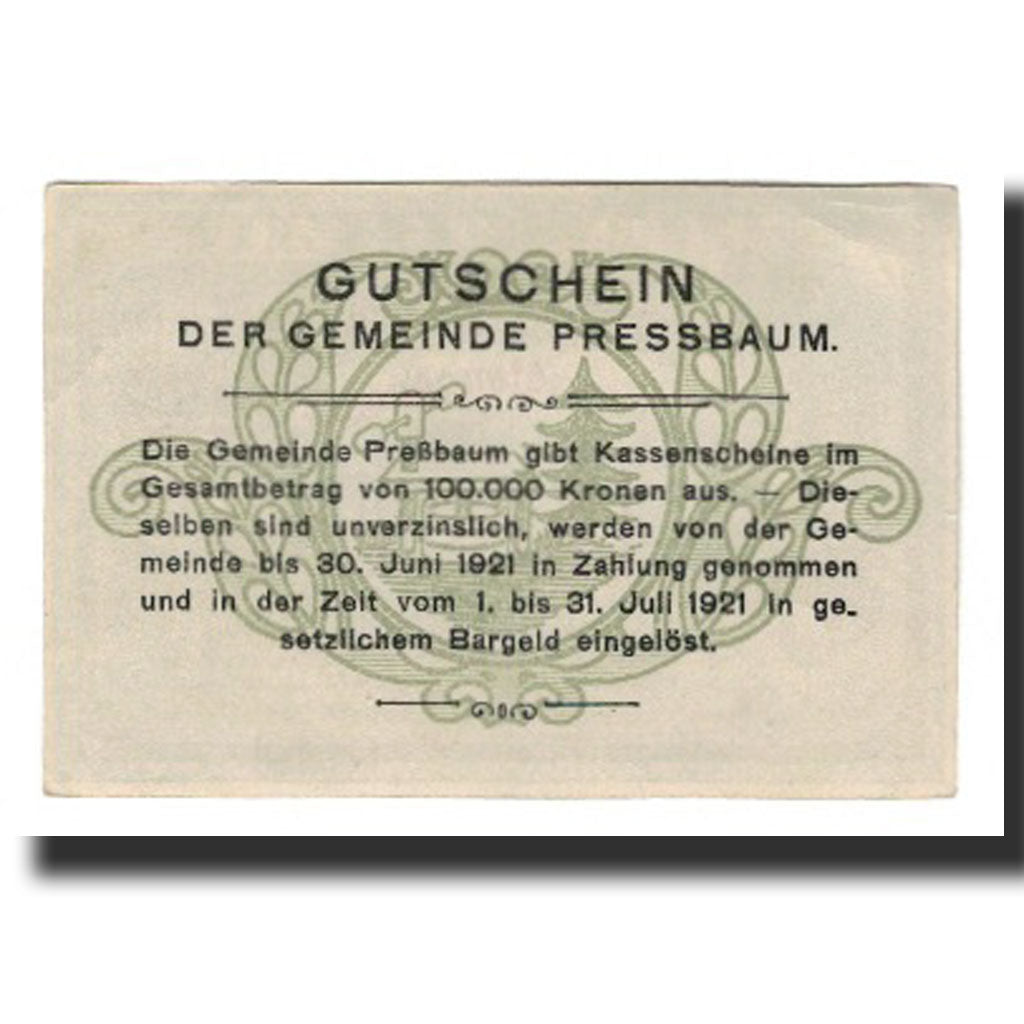 Nota, Áustria, Pressbaum, 20 Heller, Texte, 1921, 1921-07-31, AU(55-58)