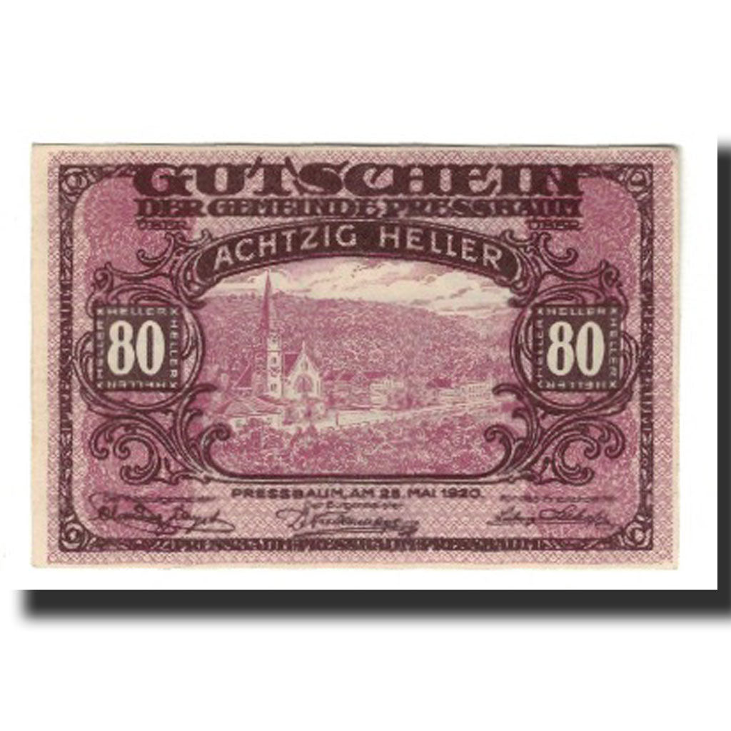 Banknote, Austria, Pressbaum, 80 Heller, Texte 2, 1921, 1921-07-31, AU(55-58)
