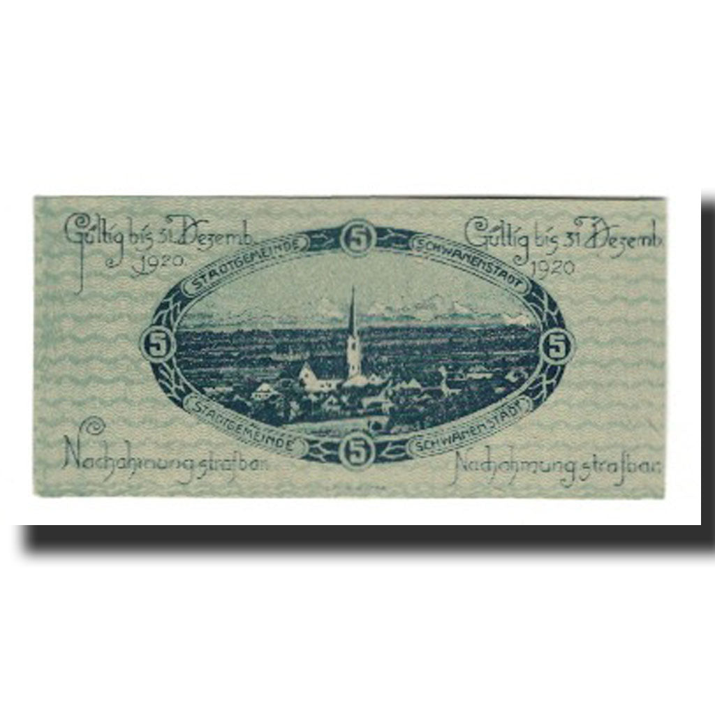 Banknote, Austria, Schwanenstadt O.Ö. Stadtgemeinde, 5 Heller, village, 1920