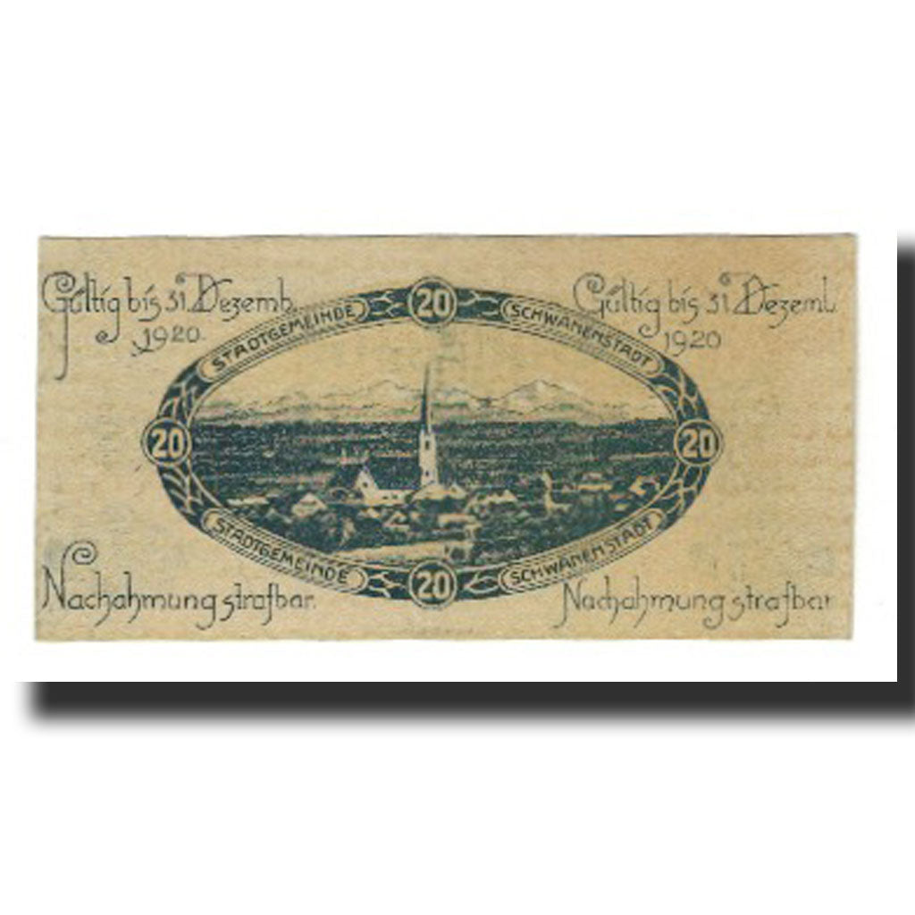 Banknote, Austria, Schwanenstadt O.Ö. Stadtgemeinde, 20 Heller, village 2