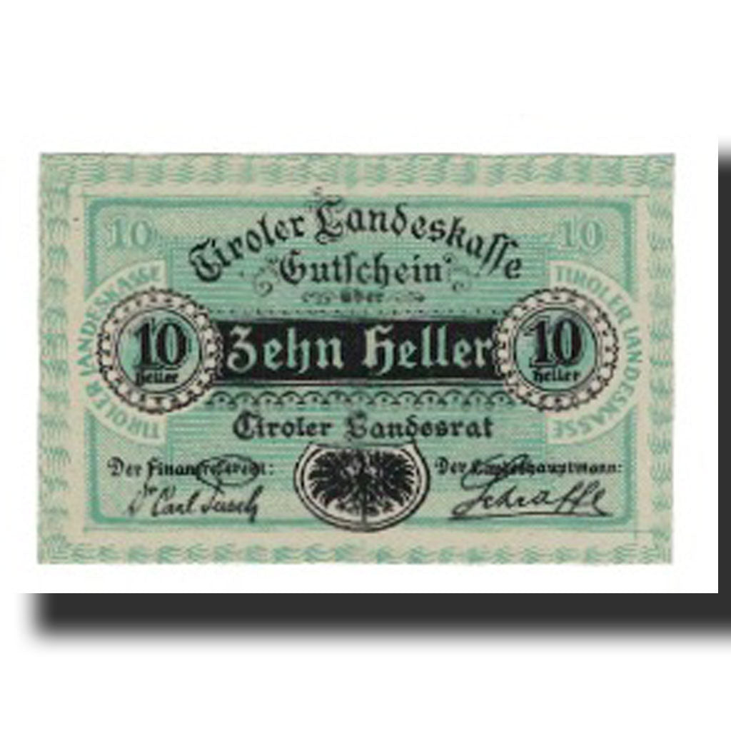 Banknote, Austria, Tiroler Landeskasse, 10 Heller, Texte, 1920, 1920-10-01