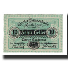 Banknote, Austria, Tiroler Landeskasse, 10 Heller, Texte, 1920, 1920-10-01