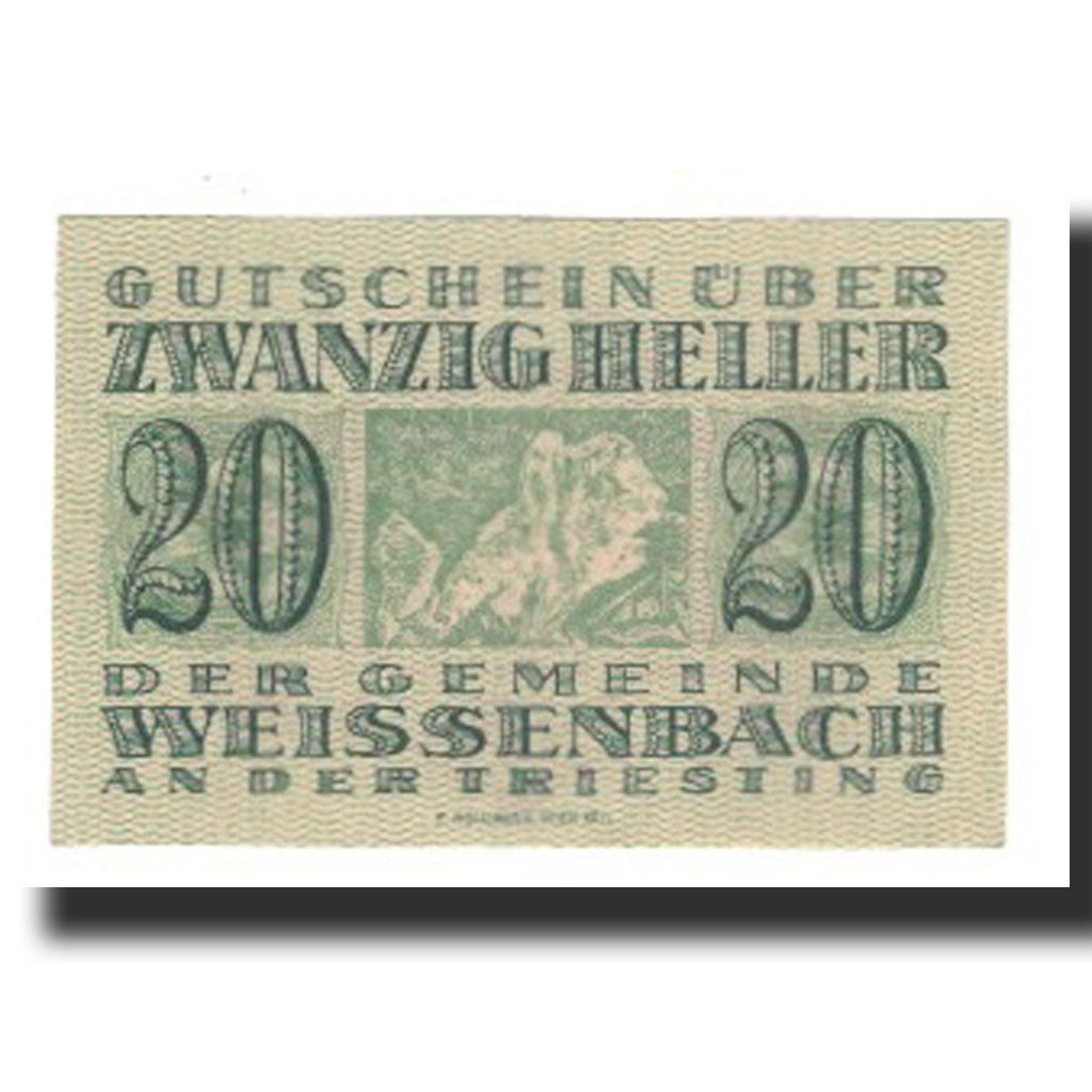 Billete, Austria, Weißenbach an der Triesting N.Ö. Gemeinde, 20 Heller, Texte