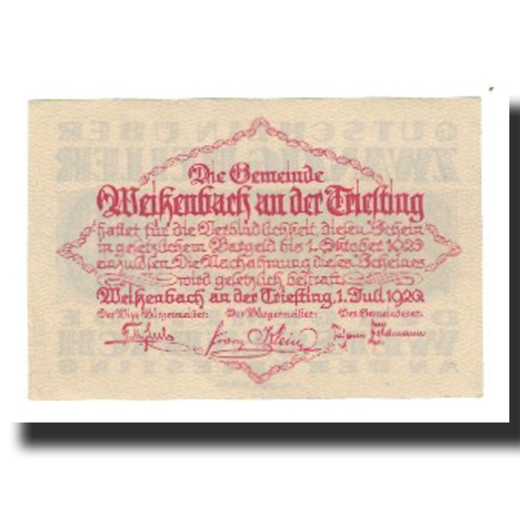 Billete, Austria, Weißenbach an der Triesting N.Ö. Gemeinde, 20 Heller, Texte