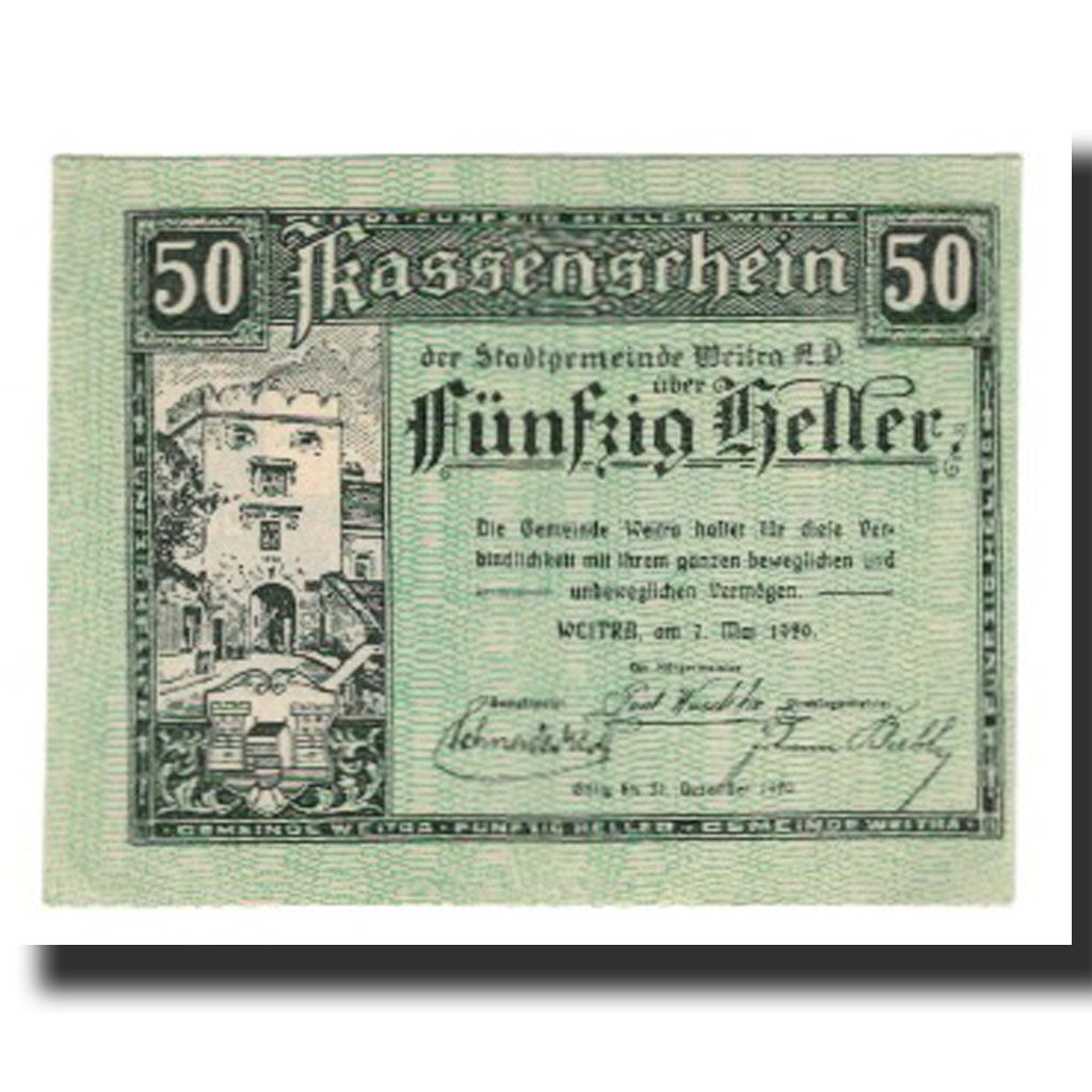 Banknote, Austria, Weitra, 50 Heller, paysage, 1920, 1920-12-31, UNC(65-70)