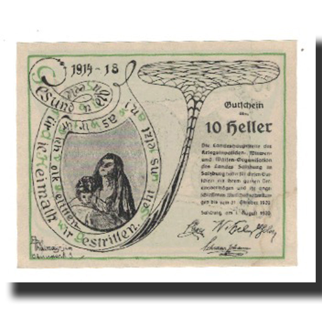 Banknote, Austria, Salzburg, 10 Heller, personnage, 1920, 1920-10-31, AU(55-58)