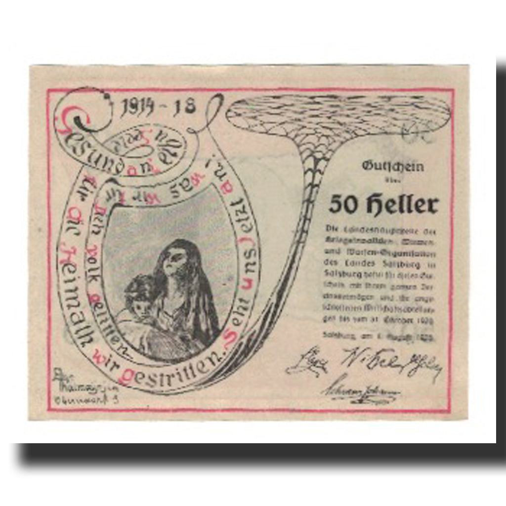 Banknote, Austria, Salzburg, 50 Heller, personnage 2, 1920, 1920-10-31
