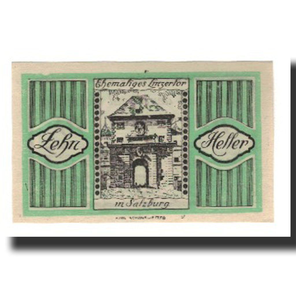 Banknot, Austria, Salzburg, 10 Heller, batiment 1, 1920, AU(55-58), Mehl:FS 862I