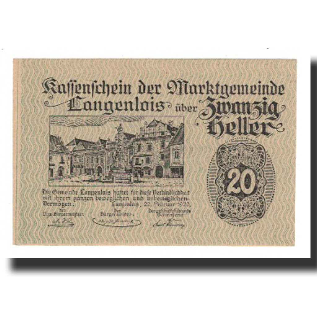 Banknote, Austria, Langenlois, 20 Heller, texte 1, 1920, 1920-12-31, AU(55-58)