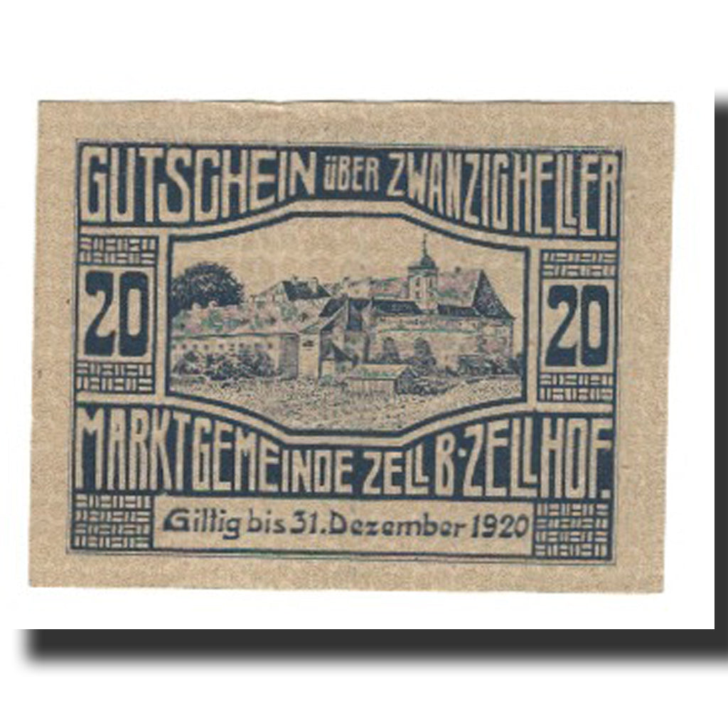 Banknote, Austria, Zell B. Zellhof, 20 Heller, paysage 2, 1920, 1920-12-31