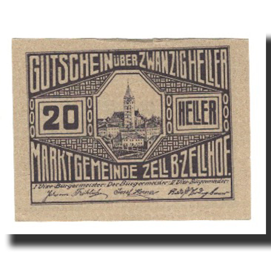 Banknote, Austria, Zell B. Zellhof, 20 Heller, paysage 2, 1920, 1920-12-31