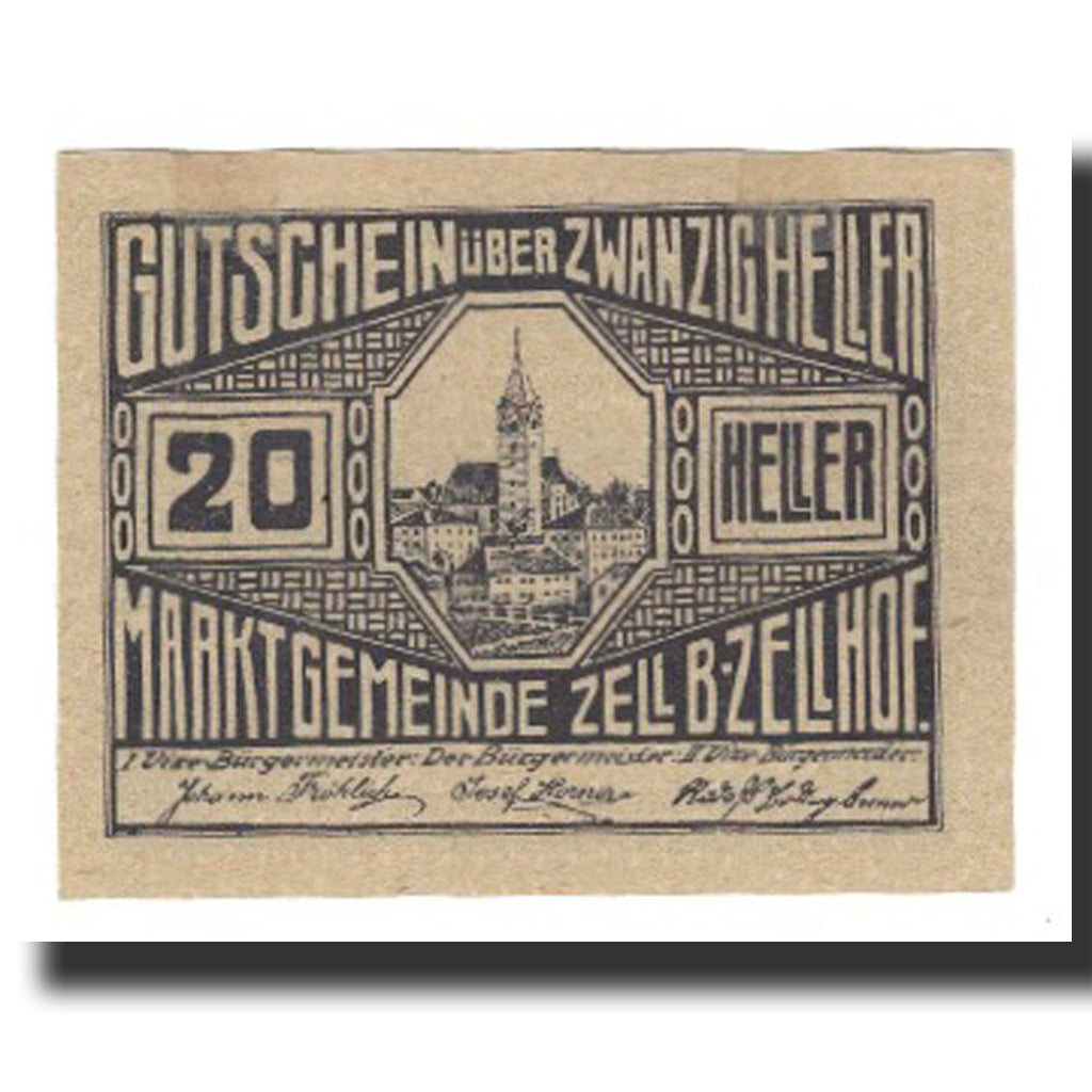 Banknote, Austria, Zell B. Zellhof, 20 Heller, paysage 3, 1920, 1920-12-31