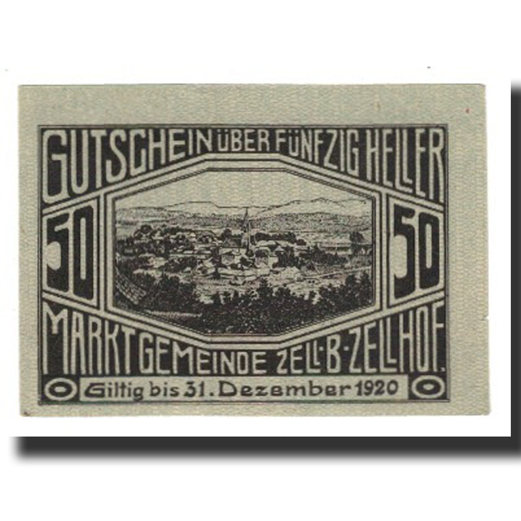 Banknote, Austria, Zell B. Zellhof, 50 Heller, paysage 4, 1920, 1920-12-31