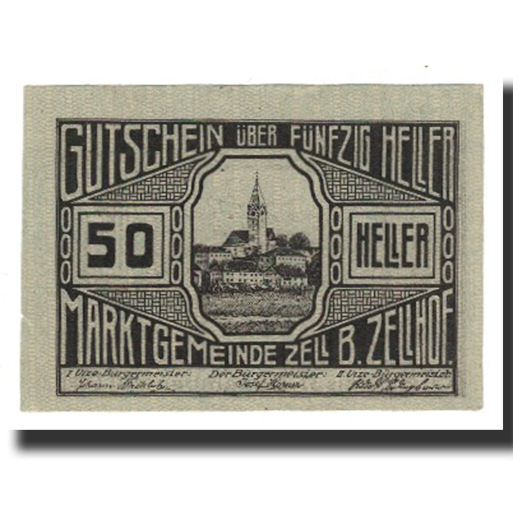Banknote, Austria, Zell B. Zellhof, 50 Heller, paysage 4, 1920, 1920-12-31