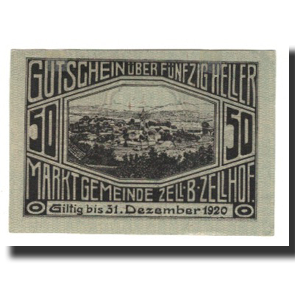 Banknote, Austria, Zell B. Zellhof, 50 Heller, paysage 5, 1920, 1920-12-31