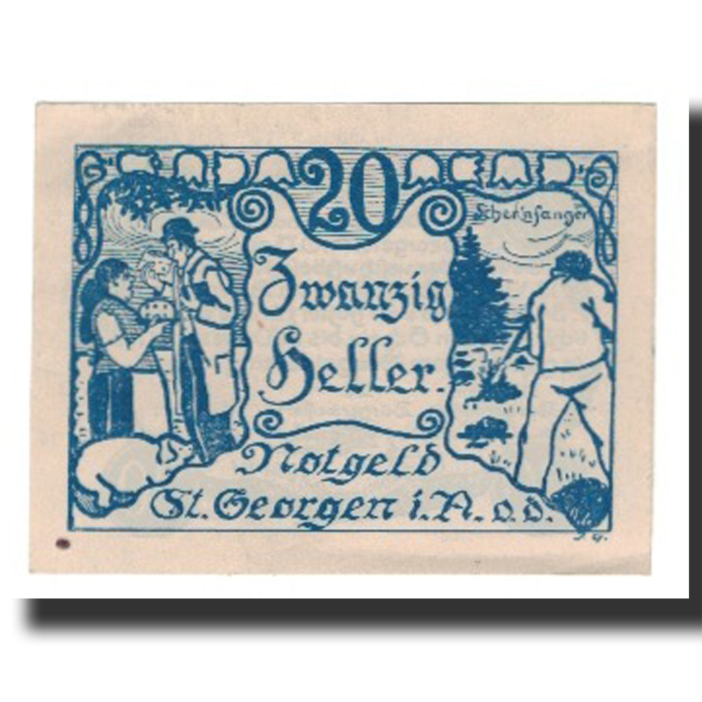 Geldschein, Österreich, St Georgen im Attergau, 20 Heller, Texte, 1920