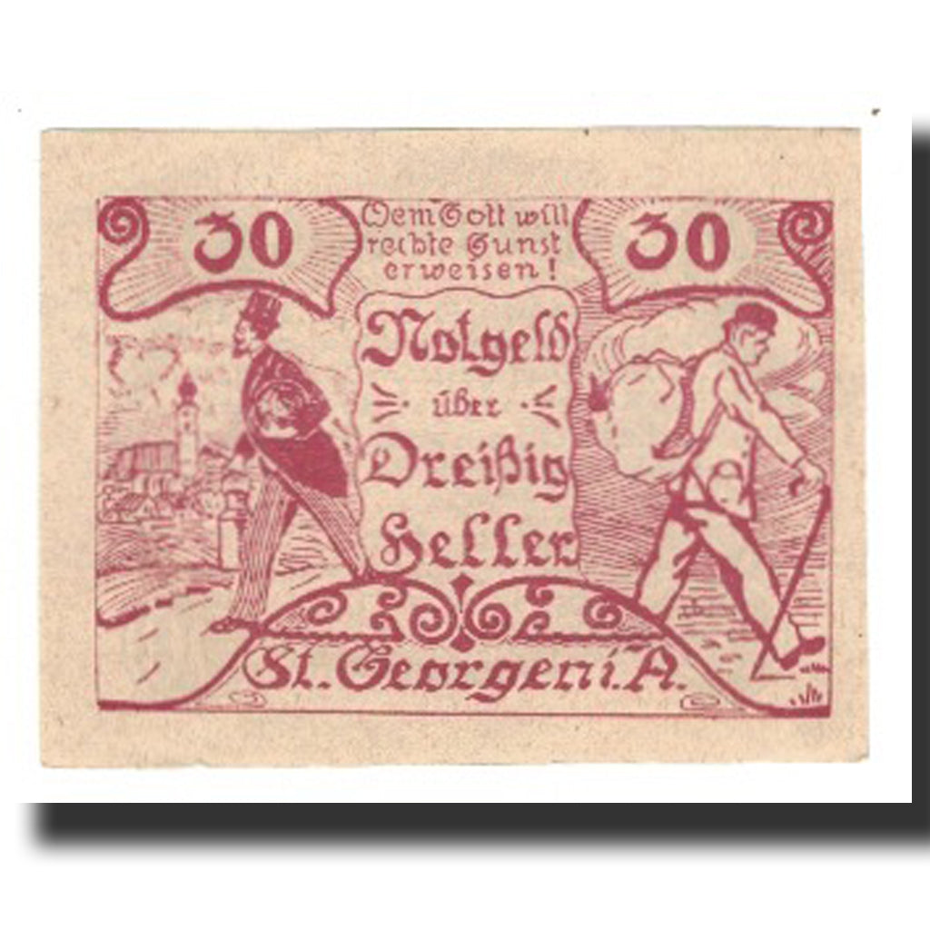 Banconote, Austria, St Georgen im Attergau, 30 Heller, texte 1, 1920