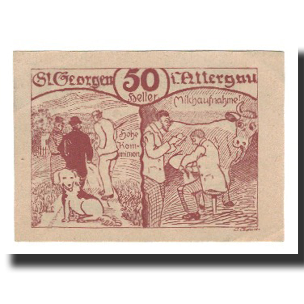 Billet, Autriche, St Georgen im Attergau, 50 Heller, Texte 2, 1920, 1920-12-31