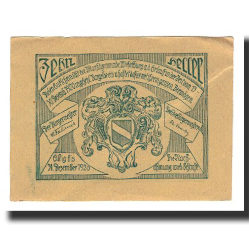 Banknote, Austria, Wieselburg an der Erlauf N.Ö. Marktgemeinde, 10 Heller