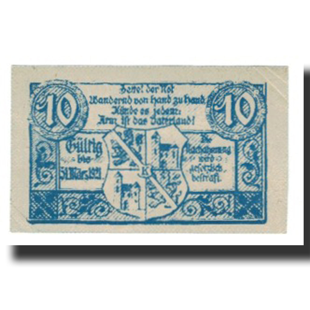 Billet, Autriche, Kirchdorf an der Krems, 10 Heller, Blason, 1921, 1921-03-31