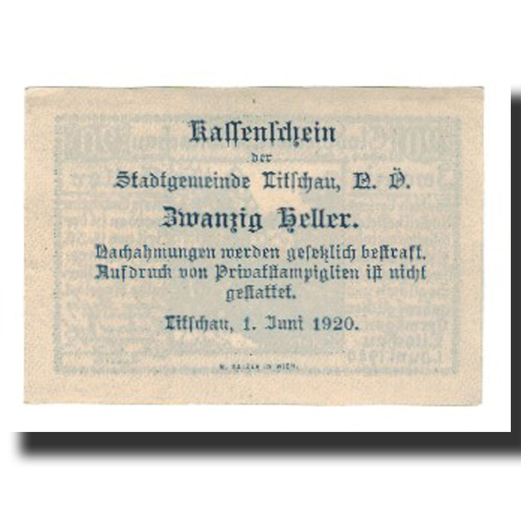 Geldschein, Österreich, Litschau, 20 Heller, texte 1, 1921, 1921-03-30, UNZ