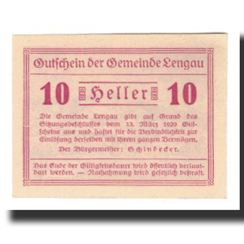 Banknote, Austria, Lengau, 10 Heller, paysage, 1920, 1920-03-13, AU(55-58)