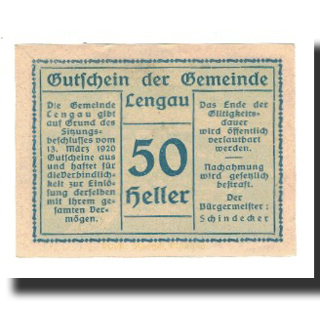 Banknote, Austria, Lengau, 50 Heller, paysage 2, 1920, 1920-03-13, AU(55-58)