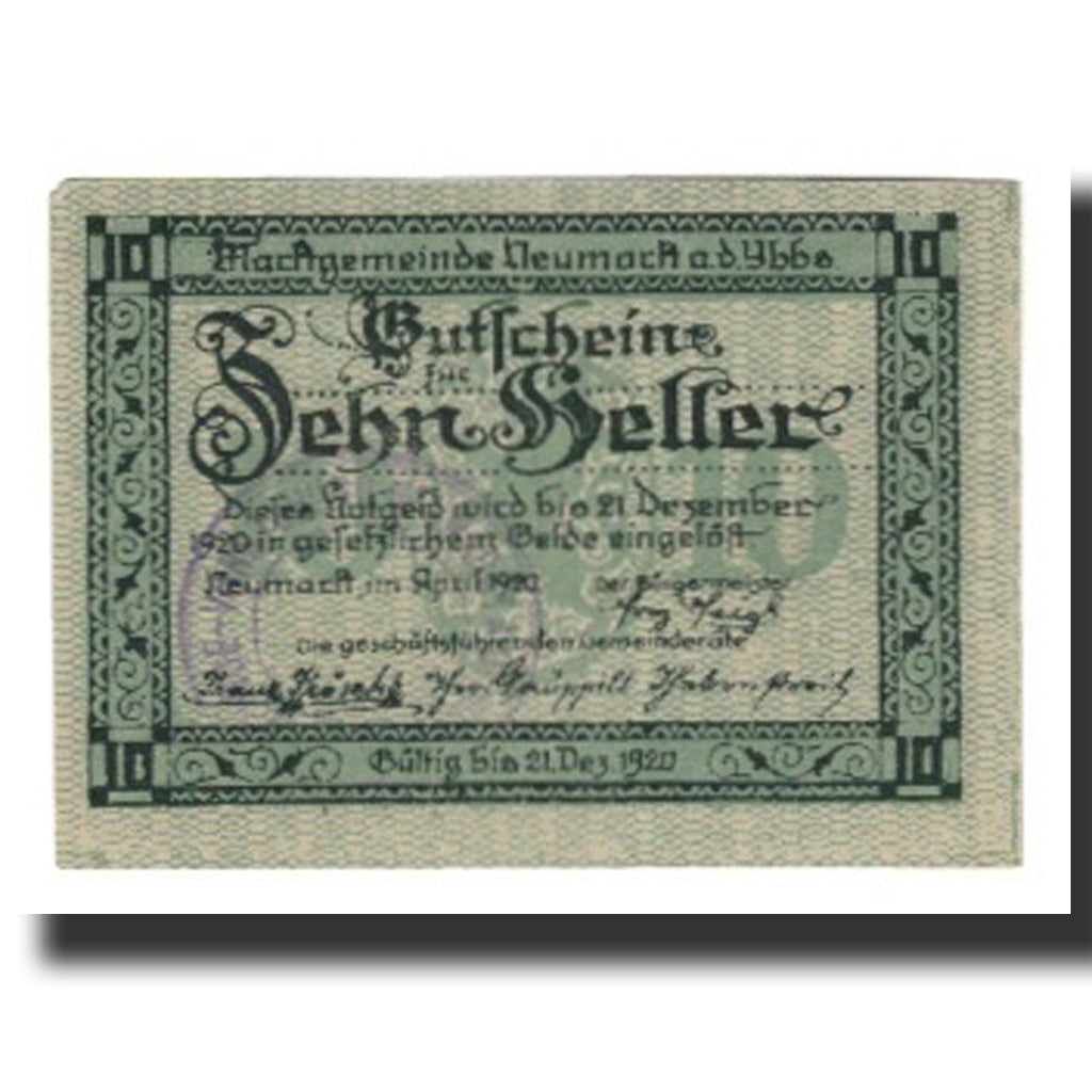 Banknote, Austria, Neumarkt an der Ybbs N.Ö. Marktgemeinde, 10 Heller, rue