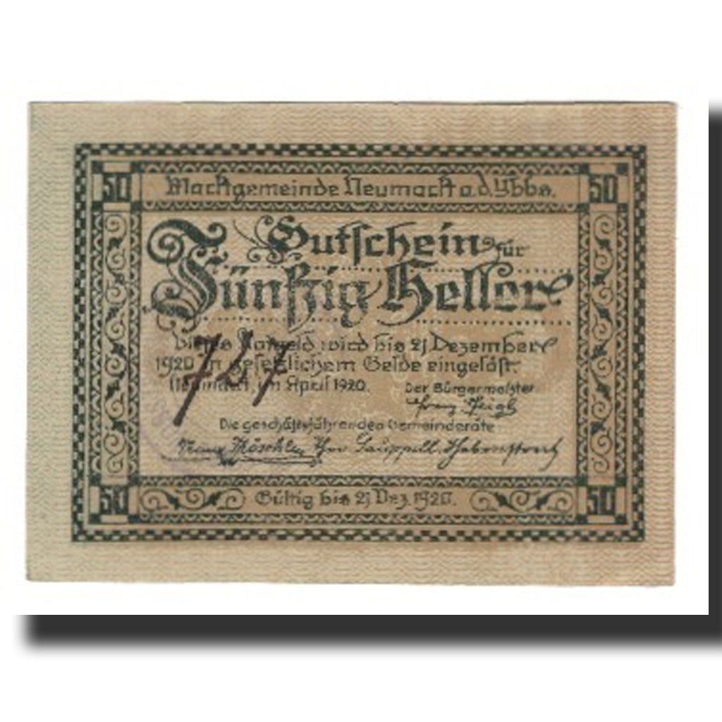 Banknote, Austria, Neumarkt an der Ybbs N.Ö. Marktgemeinde, 50 Heller, rue 3