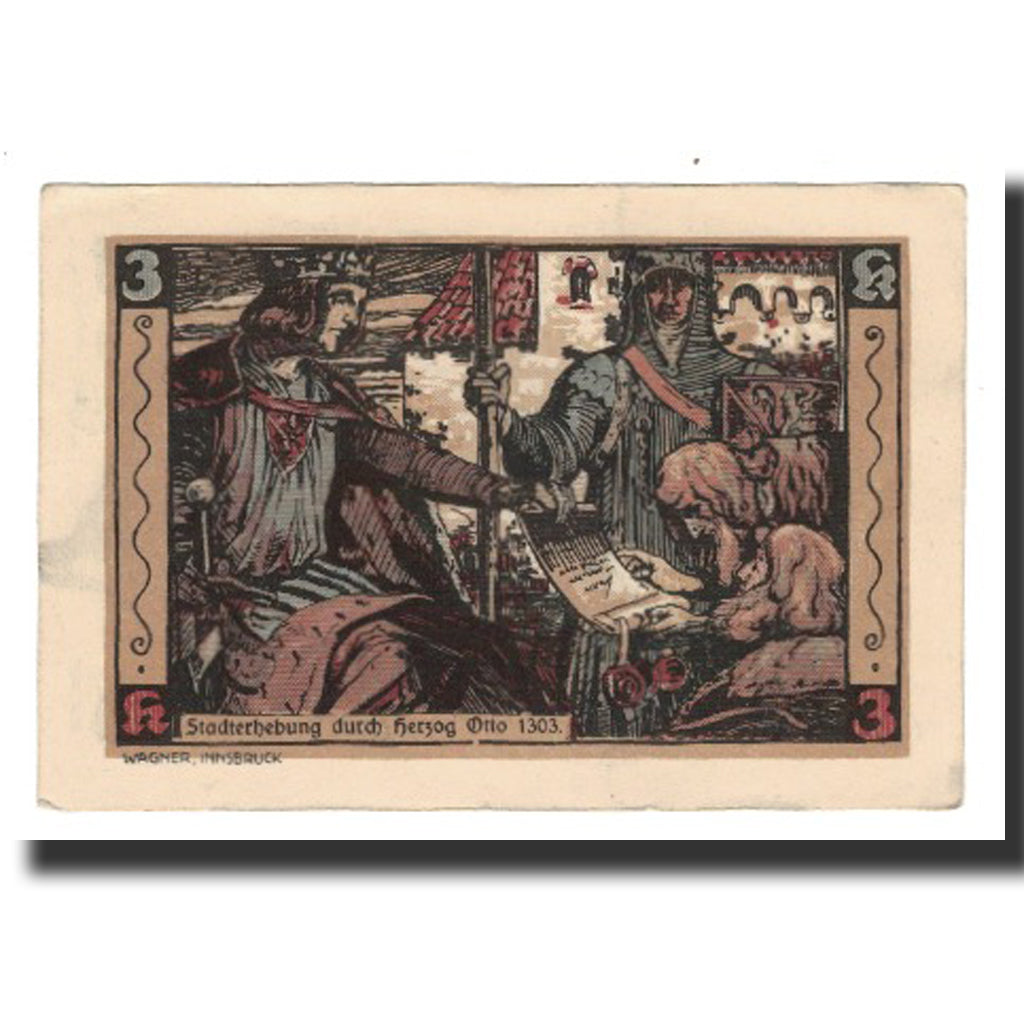 Geldschein, Österreich, Hall In Tirol Stadtgemeinde, 3 Kronen, personnage 3