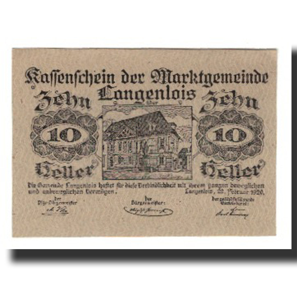 Banconote, Austria, Langenlois, 10 Heller, Texte, 1920, 1920-12-31, SPL-