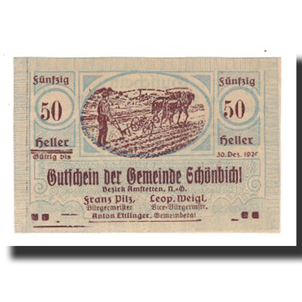Banknote, Austria, Schönbichl N.Ö. Gemeinde, 50 Heller, Texte 7, 1920