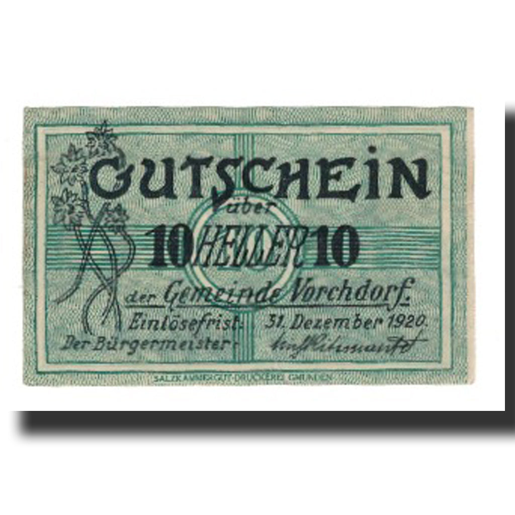 Banknote, Austria, Vorchdorf, 10 Heller, paysage, 1920, 1920-12-31, AU(55-58)