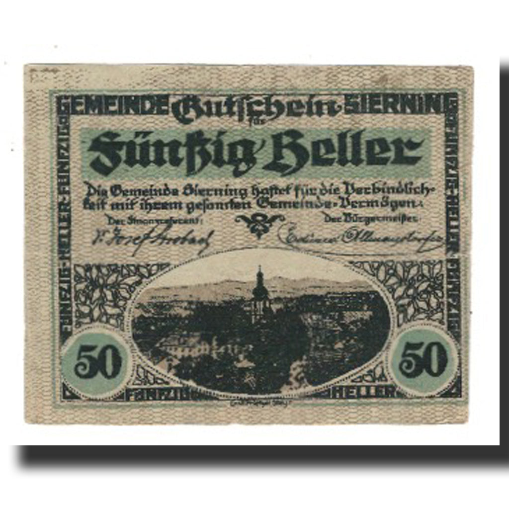 Banknote, Austria, Sierning, 50 Heller, personnage, 1921, 1921-07-01, EF(40-45)
