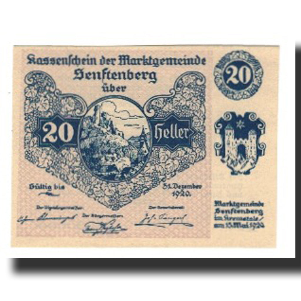 Biljet, Oostenrijk, Senftenberg, 20 Heller, Texte, 1920, 1920-12-31, NIEUW