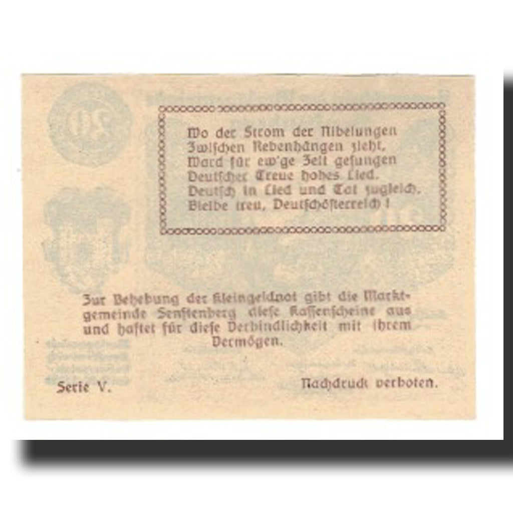 Biljet, Oostenrijk, Senftenberg, 20 Heller, Texte, 1920, 1920-12-31, NIEUW