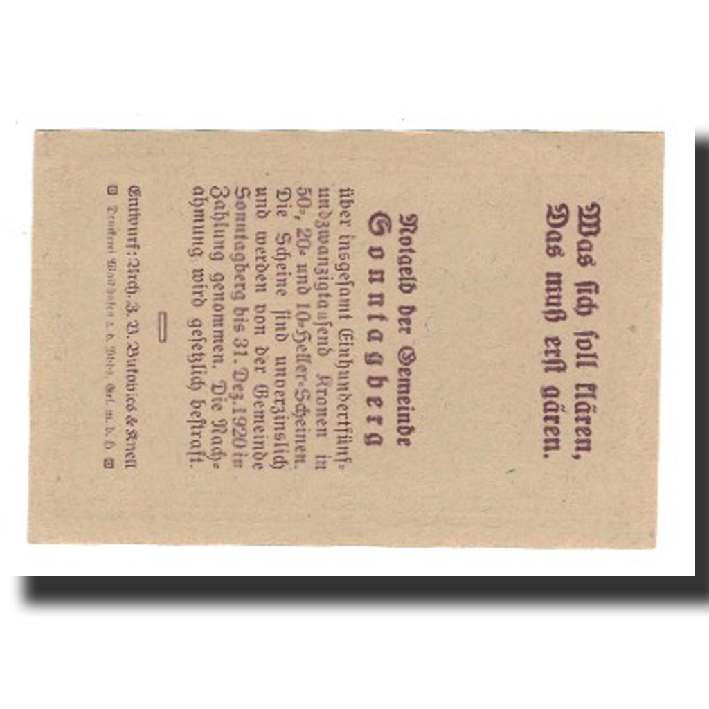 Banconote, Austria, Sonntagberg, 10 Heller, Texte, 1920, 1920-12-31, SPL-