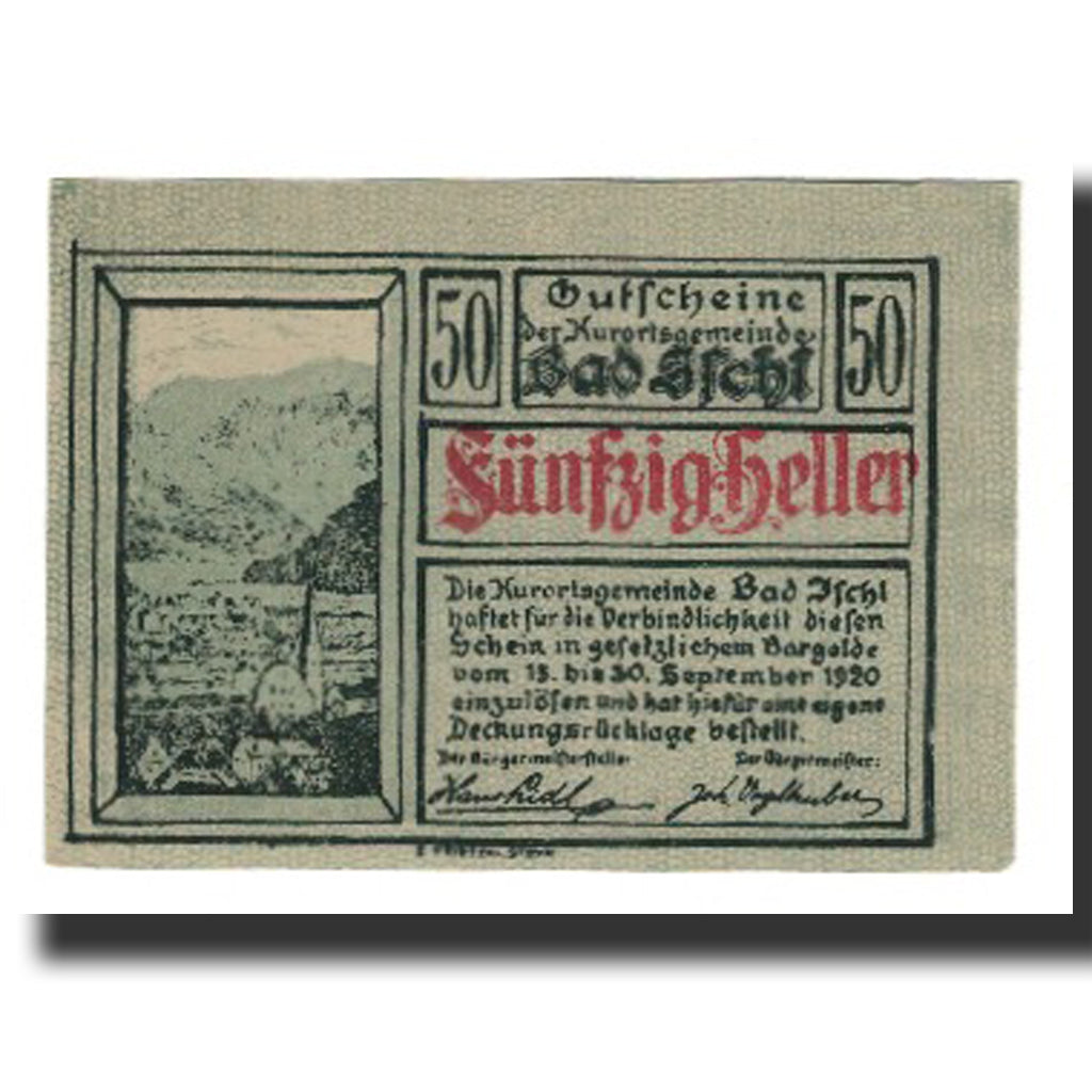 Banknote, Austria, Bad Ischl, 50 Heller, Blason, 1920, 1920-09-30, AU(55-58)
