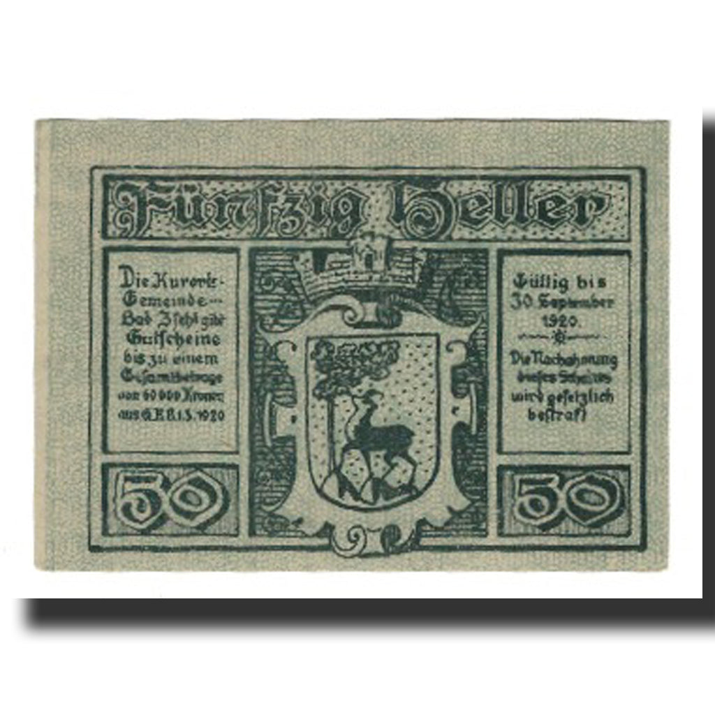 Banknote, Austria, Bad Ischl, 50 Heller, Blason, 1920, 1920-09-30, AU(55-58)