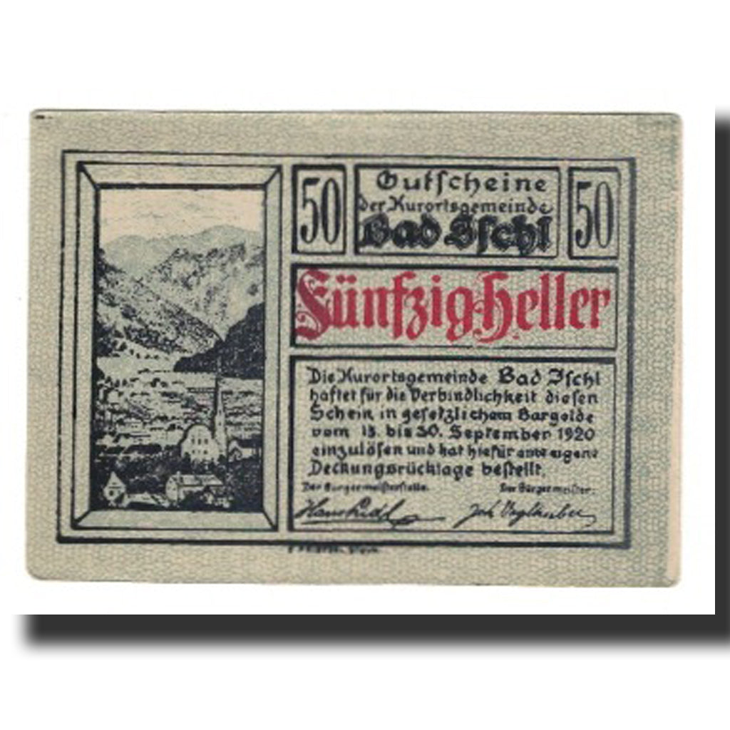 Banconote, Austria, Bad Ischl, 50 Heller, Blason 1, 1920, 1920-09-30, SPL-