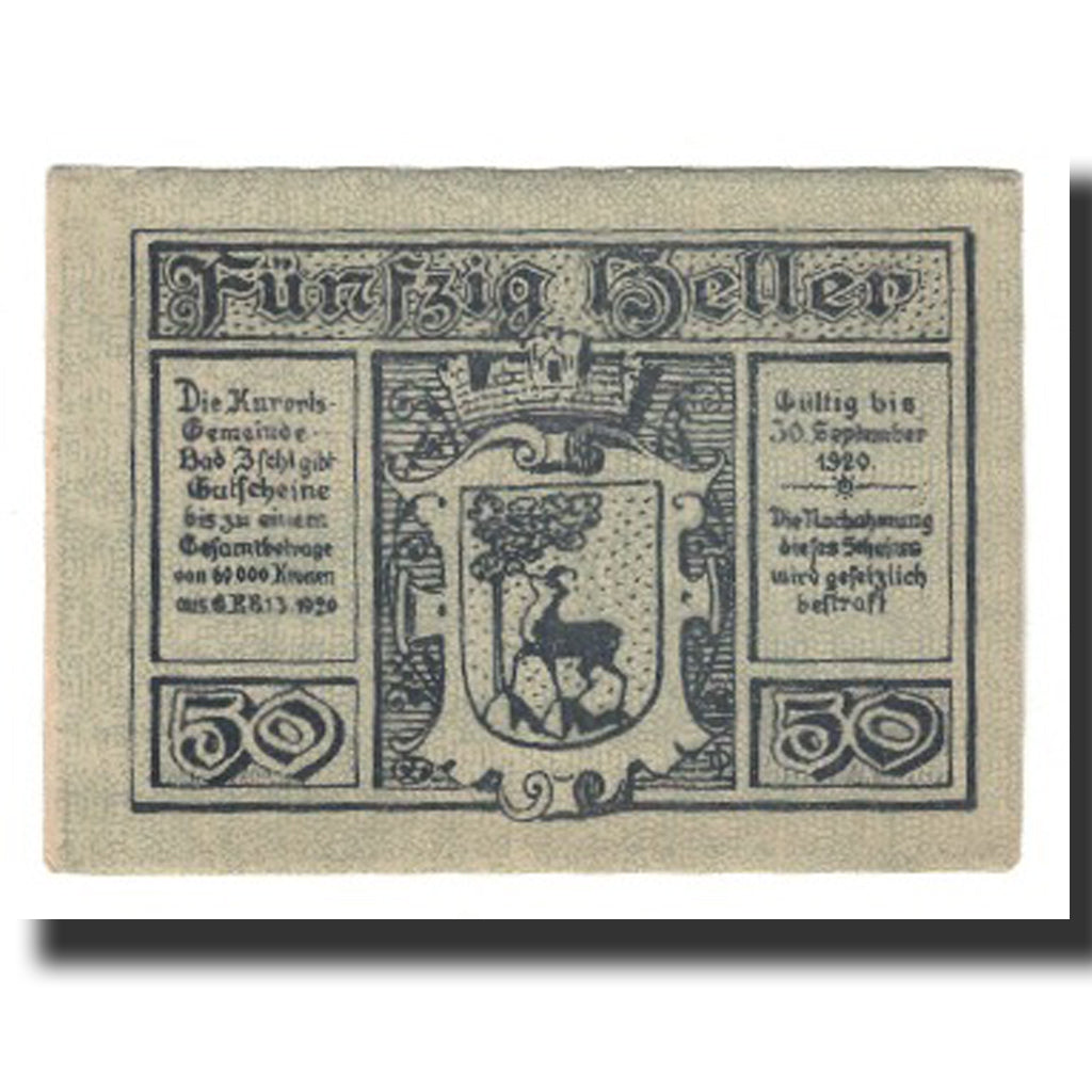 Banconote, Austria, Bad Ischl, 50 Heller, Blason 1, 1920, 1920-09-30, SPL-