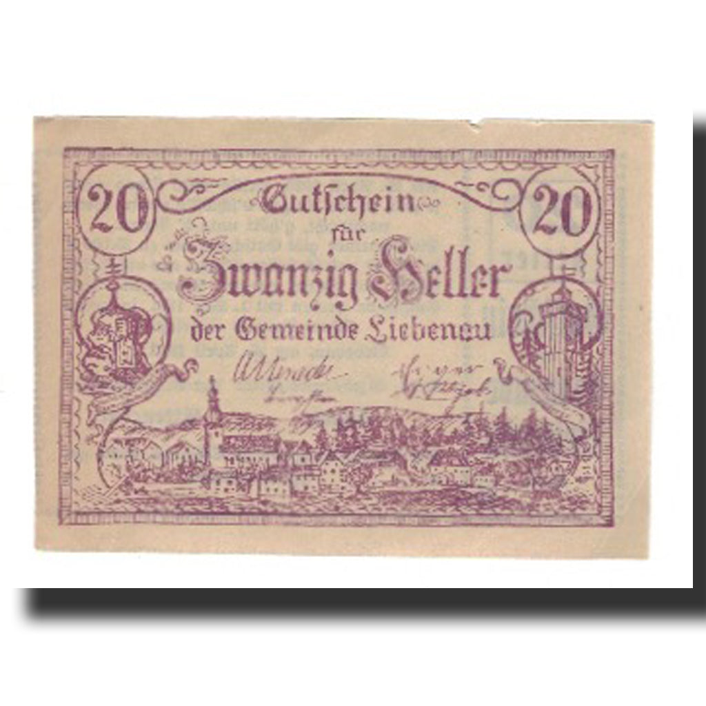 Banknot, Austria, Liebenau, 20 Heller, Texte, 1921, 1921-05-01, AU(55-58)