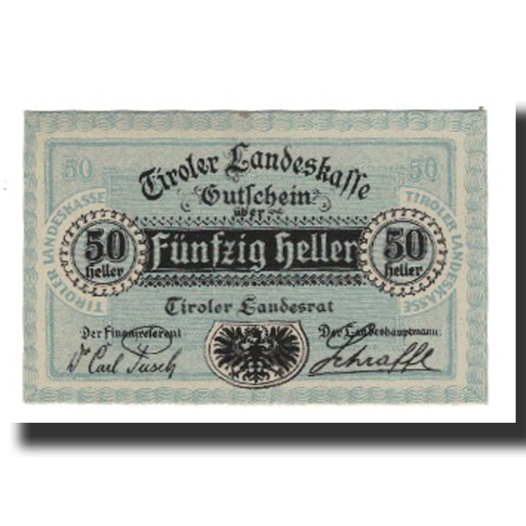 Banknote, Austria, Tiroler Landeskasse, 50 Heller, Texte, 1920, 1920-10-01