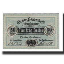 Banknote, Austria, Tiroler Landeskasse, 50 Heller, Texte, 1920, 1920-10-01