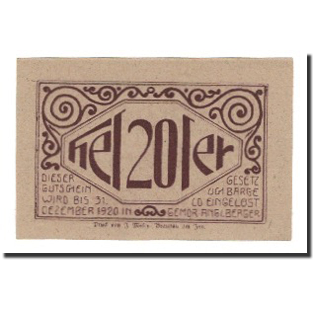 Billet, Autriche, Lochen, 20 Heller, valeur faciale 4, 1920, 1920-12-31, SUP