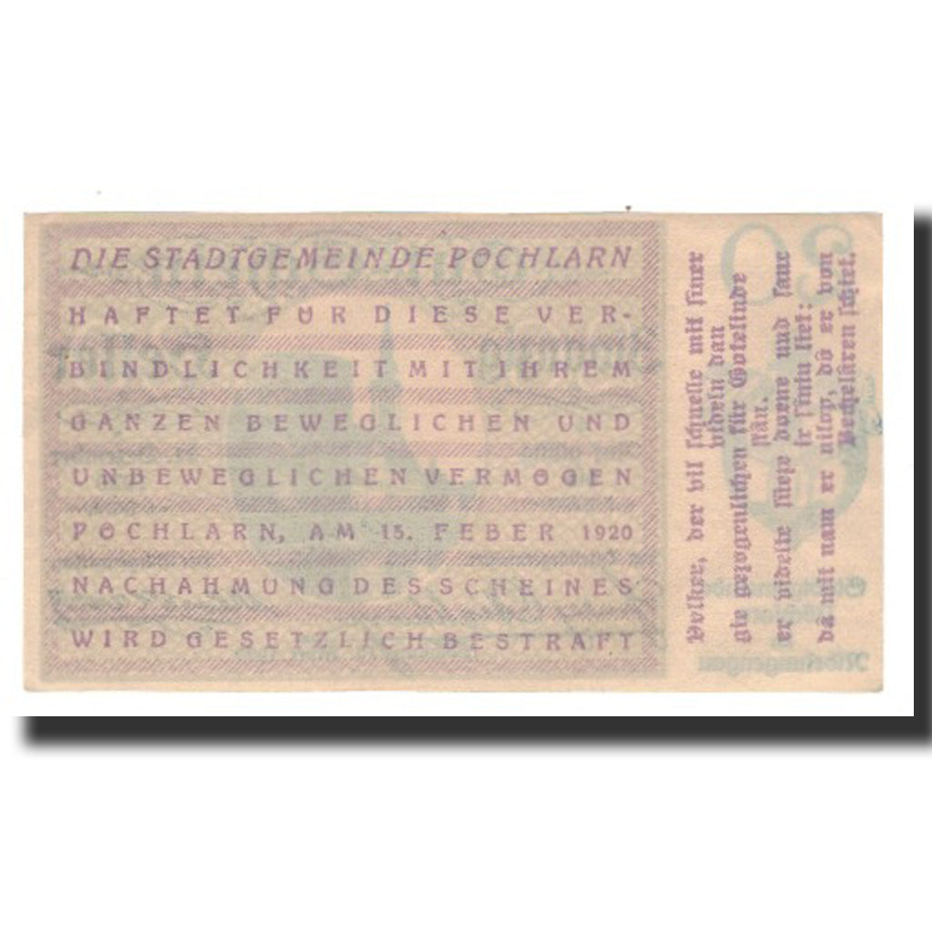 Billete, Austria, Pöchlarn N.Ö. Stadtgemeinde, 20 Heller, texte 1, 1920