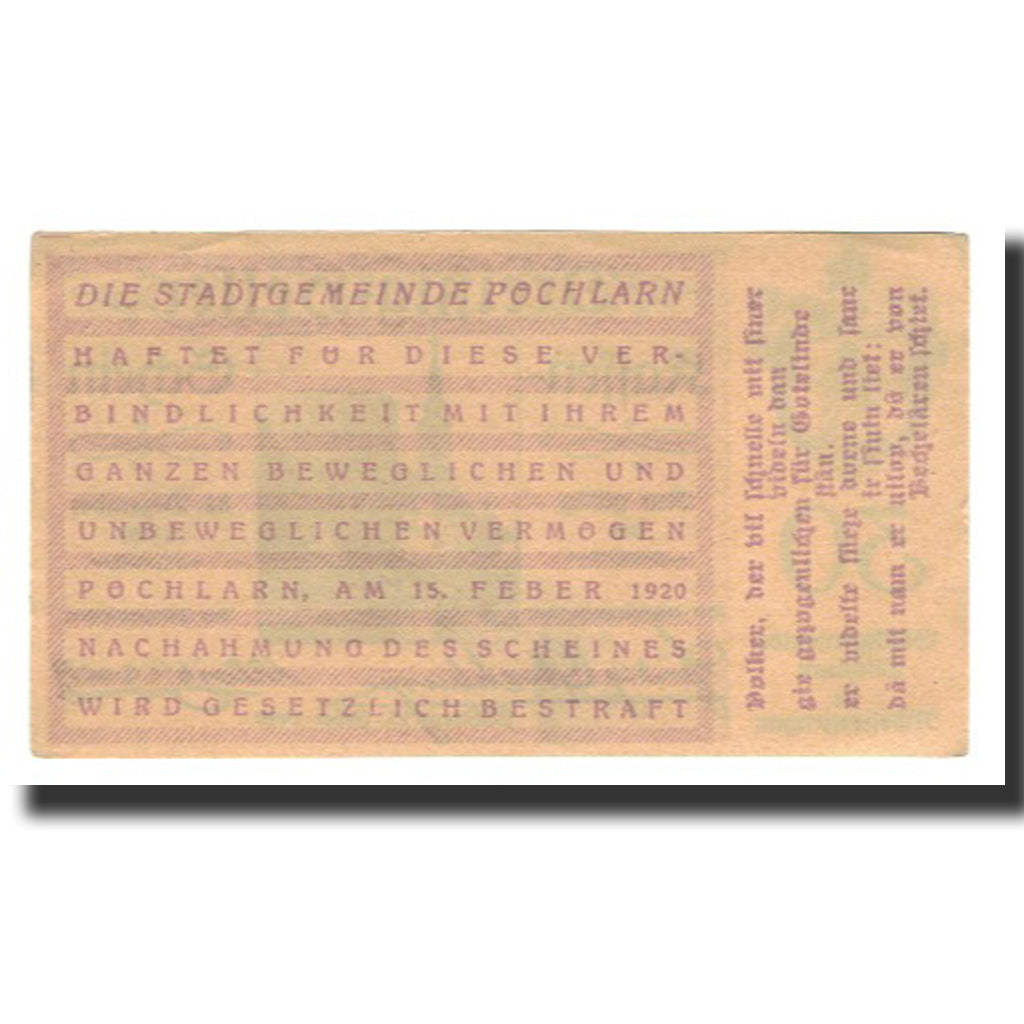 Billete, Austria, Pöchlarn N.Ö. Stadtgemeinde, 30 Heller, Texte 2, 1920