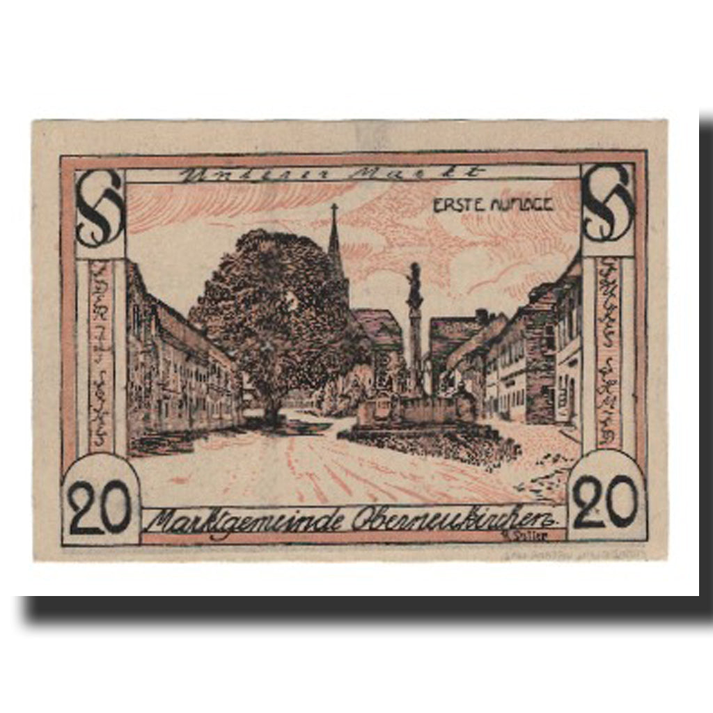 Nota, Áustria, Oberneukirchen O.Ö. Marktgemeinde, 20 Heller, place, AU(55-58)