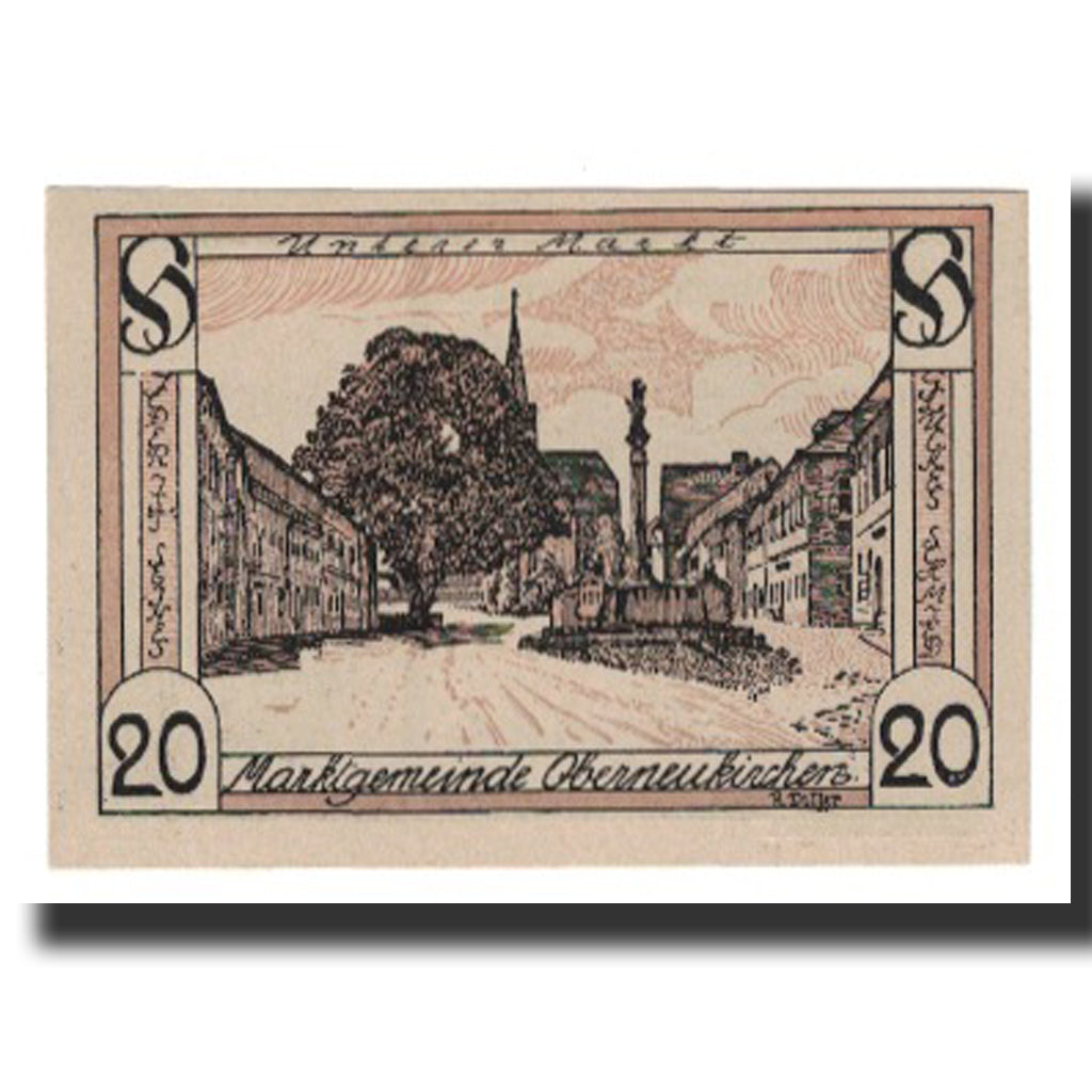 Nota, Áustria, Oberneukirchen O.Ö. Marktgemeinde, 20 Heller, place 1