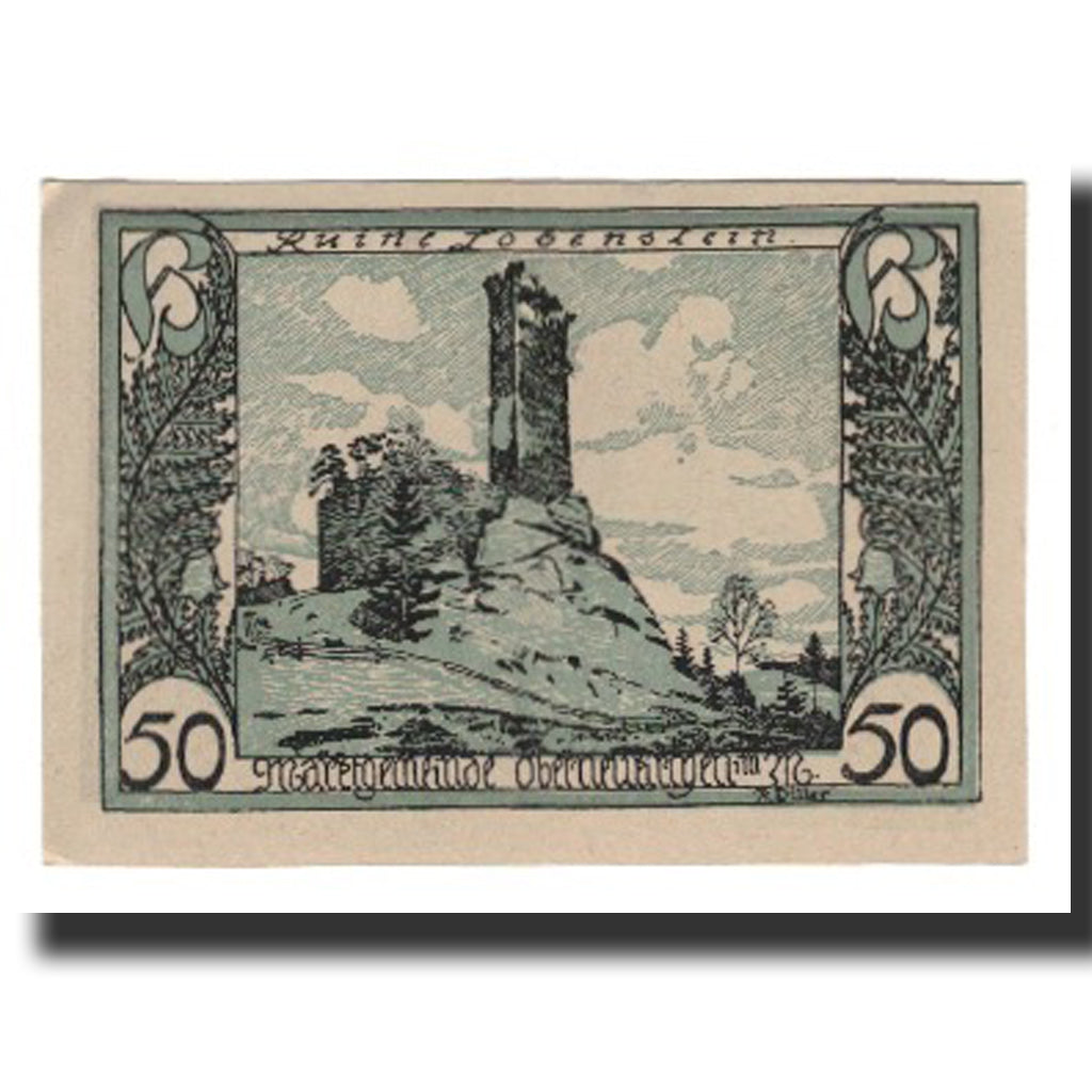Billet, Autriche, Oberneukirchen O.Ö. Marktgemeinde, 50 Heller, Colline 1, SUP